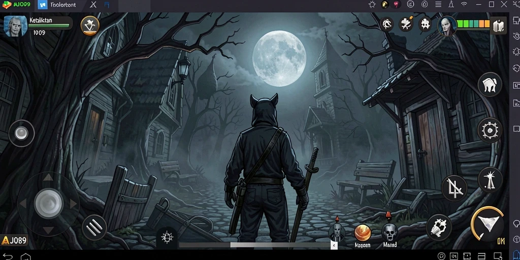 Screenshot gameplay menakutkan dari AJO89 yang menunjukkan suasana mencekam.