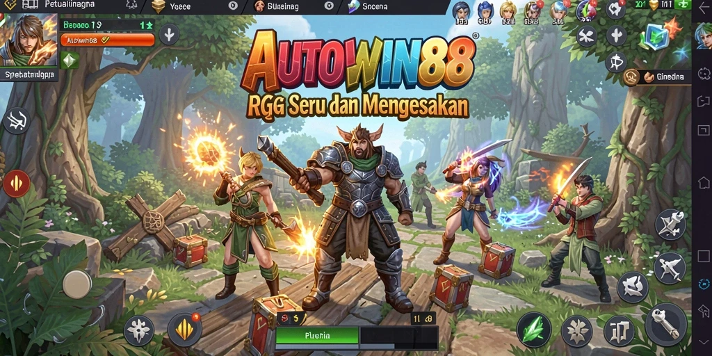 Tangkapan layar utama AUTOWIN88 menampilkan pertempuran epik dalam dunia RPG.
