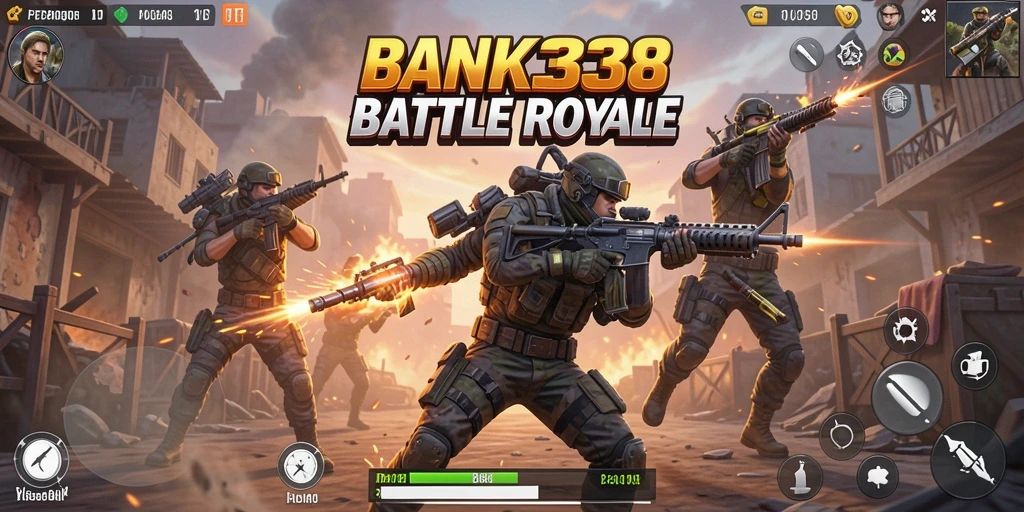 Tampilan gameplay seru dari BANK338 dalam pertempuran Battle Royale.