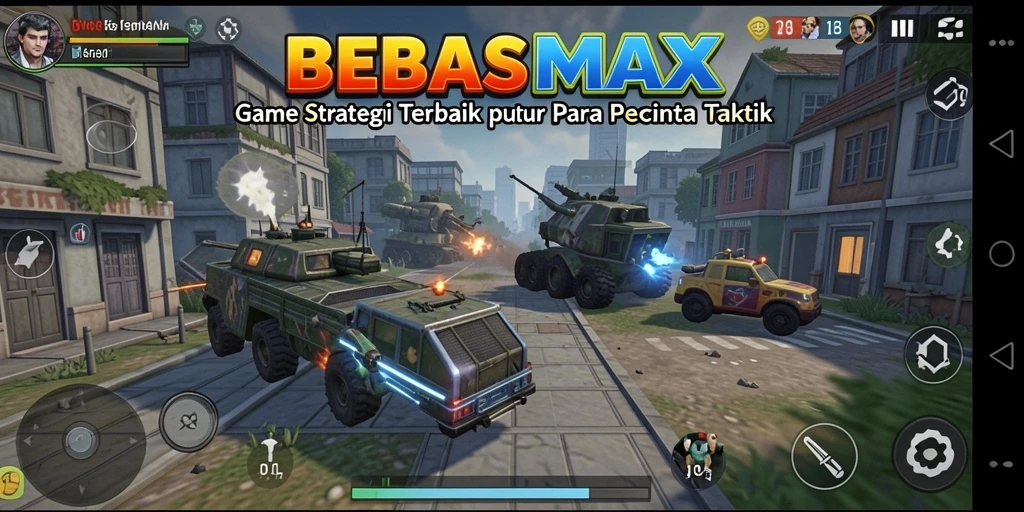 Tangkapan layar utama menunjukkan gameplay strategi menegangkan BEBASMAX.
