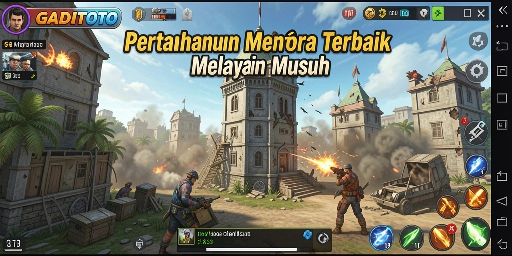 Screenshot menampilkan gameplay menara pertahanan yang seru dan menantang.
