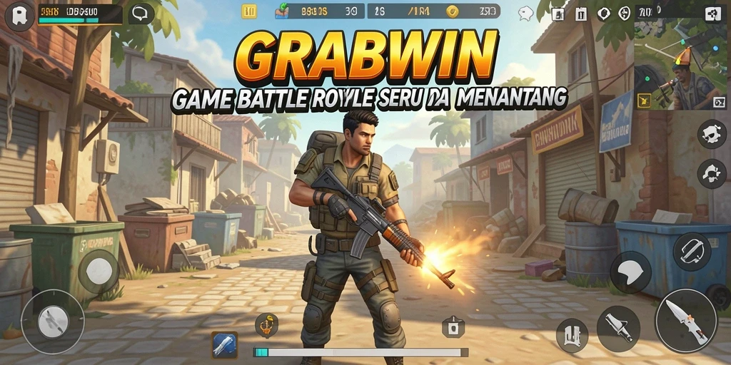 Tampak gameplay intens dari GRABWIN Battle Royale.