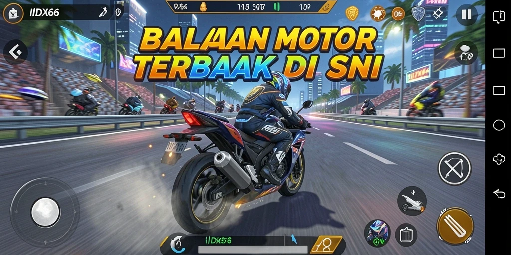 Tampilan gameplay seru dari balapan motor di IDX66.