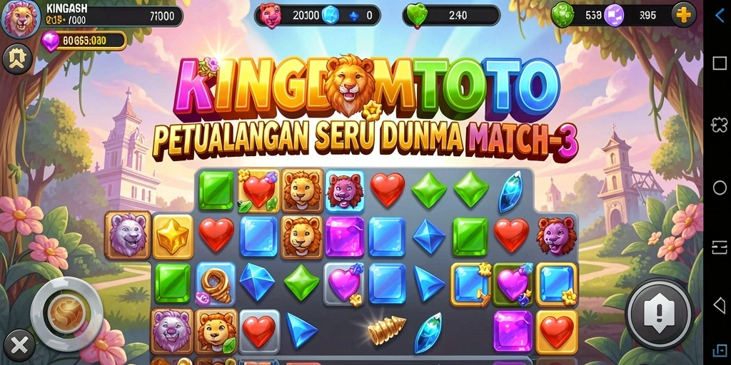 Gameplay seru dalam KINGDOMTOTO dengan pencocokan permata yang menantang.