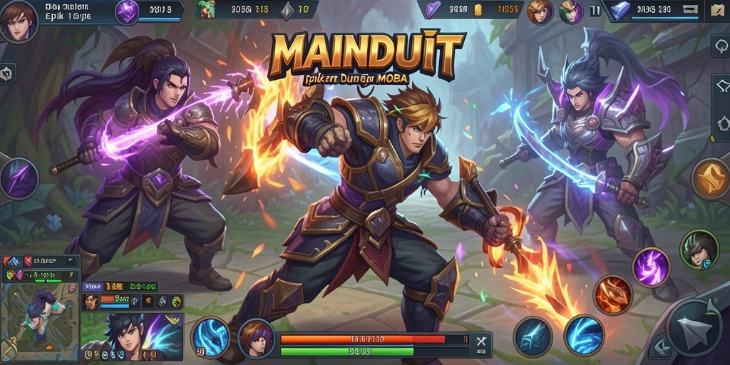 Tampilan gameplay seru dalam arena pertarungan MOBA.