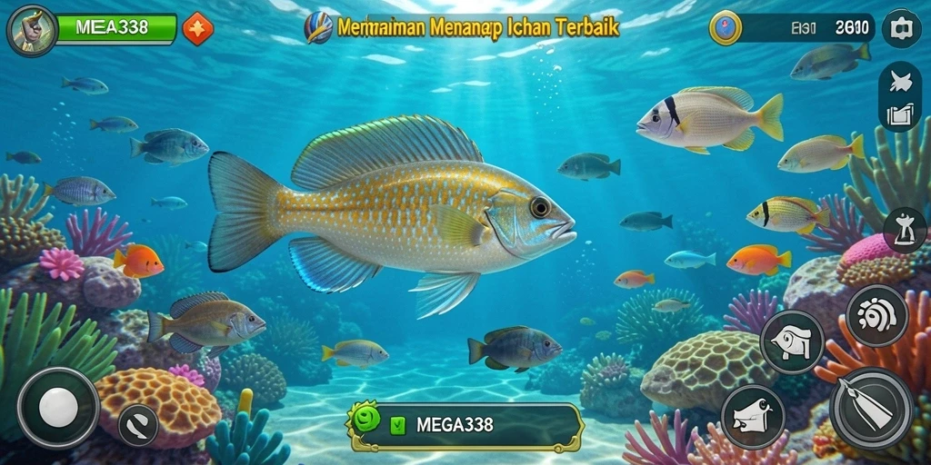 Tampilan gameplay MEGA338 yang menarik dengan aksi memancing seru.