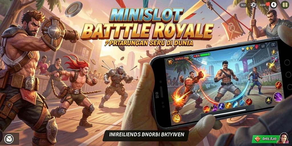 Tampilan aksi seru dalam gameplay Battle Royale MINISLOT.