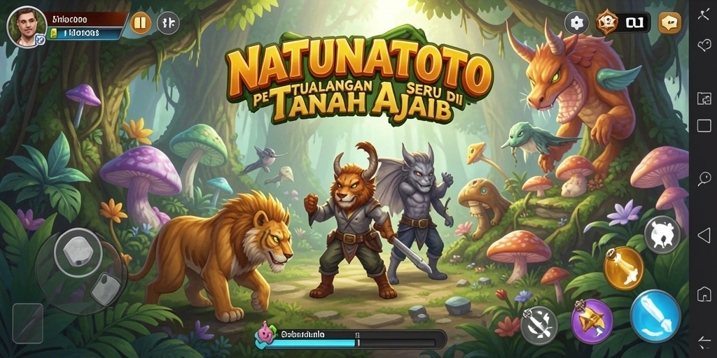 Tampilan gameplay NATUNATOTO yang menakjubkan dan penuh petualangan.