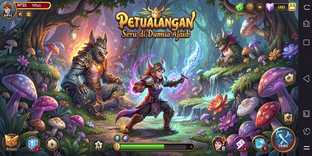 Tangkapan layar menunjukkan aksi seru dalam permainan petualangan RP55.