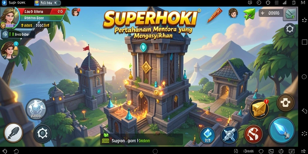 Screenshot menunjukkan aksi seru dalam game Tower Defense di SUPERHOKI.