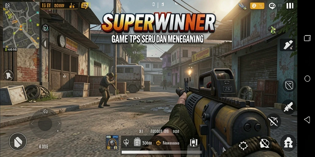 Tampilan gameplay SUPERWINNER yang menegangkan dan seru.