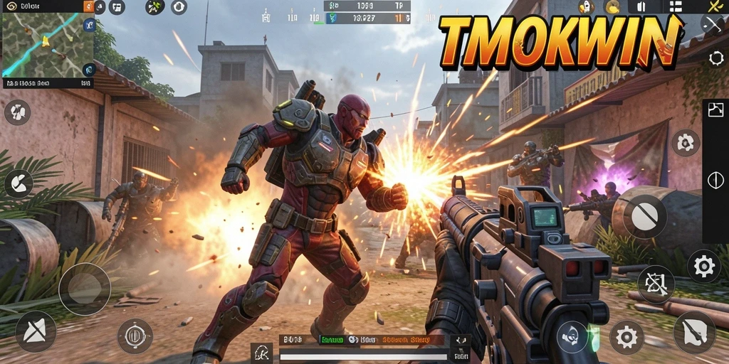 Tampilan gameplay TMOKWIN yang dinamis dan mendebarkan saat pertempuran berlangsung.