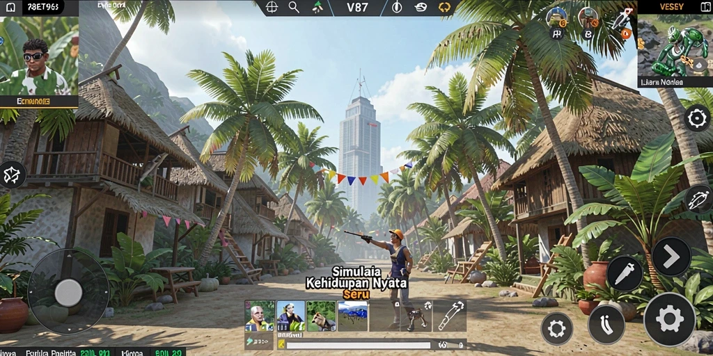 Tampilan gameplay V87 yang mendalam dan interaktif.