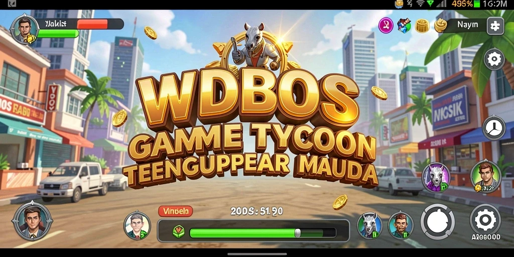 Tampilan gameplay WDBOS yang menarik dengan simulasi bisnis.